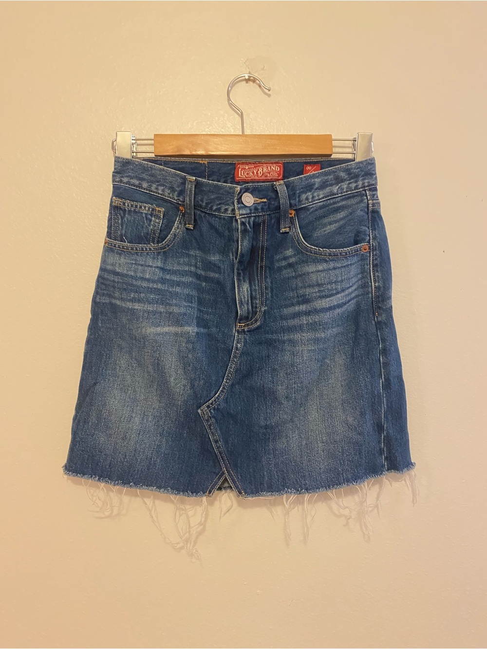 Lucky Brand Distressed Blue Denim Mini Skirt